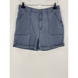 Gloria Vanderbilt Shorts Womens Large Blue Bermudas Cotton Pockets Stretch Waist